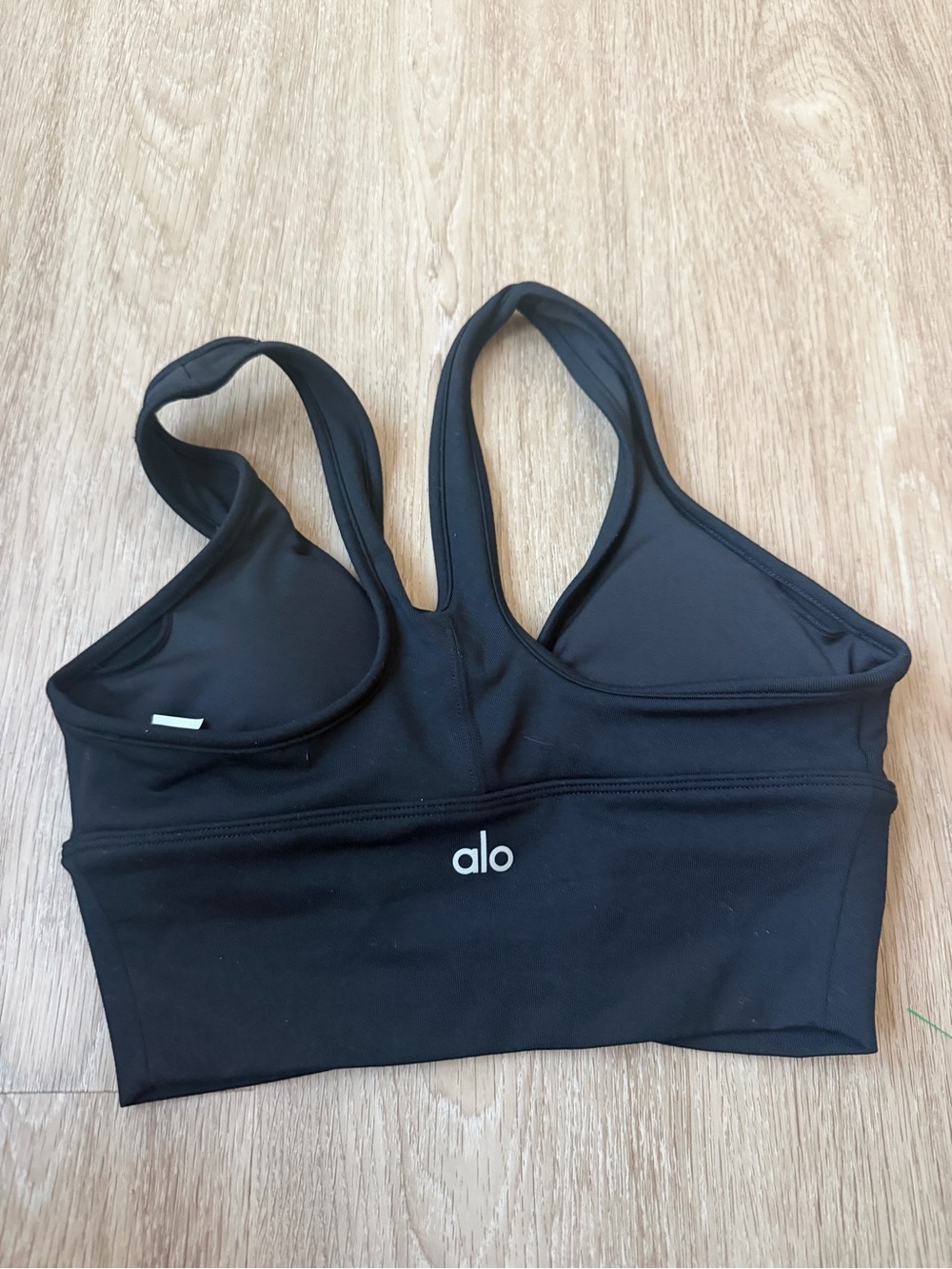 ALO Yoga Wild Thing Black Ruched V-Neck Sports Bra size XXS - Picture 4 of 5